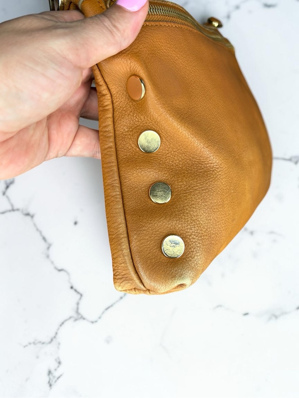 Hammitt Cognac Brown Leather Crossbody Bag with Brushed Gold Hardware - Picture 3 of 11